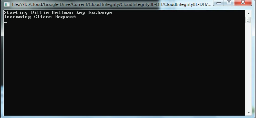 Fig. 1: Starting Diffie-Hellman key Exchange mechanism for Cloud key Exchanges, Client Generates a request to Server