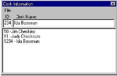 Figure 21 Clerk Information Screen 