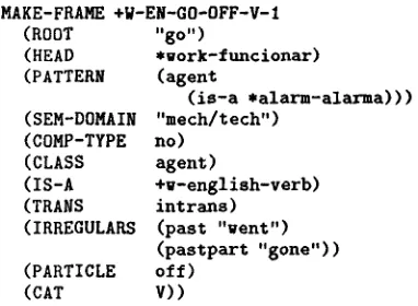 Figure 8: Alternative English lexical entry for *WORK- FUNCIONAR 