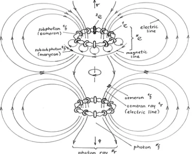 Fig. 1 Quantum foam with vortex-rings (basic partsof the electron structure) and vortex-coils (basicparts of the proton and the neutron structure)
