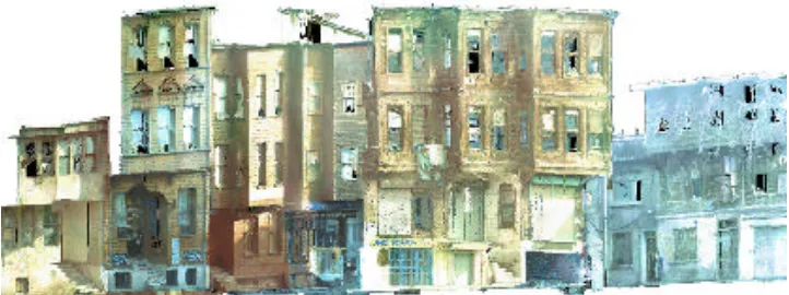 Figure 4:  Example of a coloured point cloud of building facades at the Historic Peninsula 
