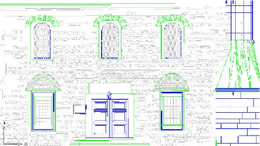 Figure 11:  Detailed mapping of a building façade based on laser scanning  data and a photogrammetric image 
