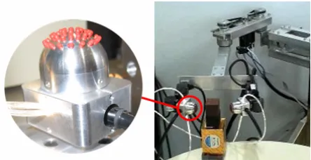Fig. 1. Multi-fingered humanoid robot arm mounted with optical three-axis tactile sensors at fingertips