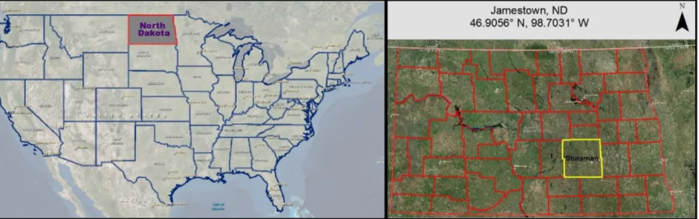Figure 1. Digital Image of North Dakota and Stutsman County (Field Location) 