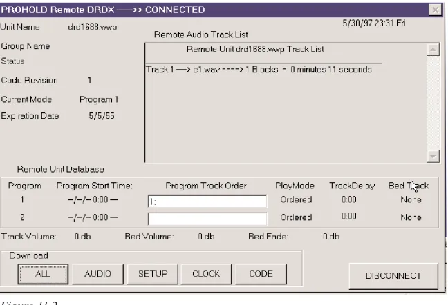 Figure 11.2The information in this display is the Database ( the current program and oper-ation information) which the Remote Unit has now