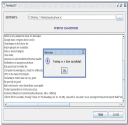 Fig. 3: Window for selecting Dataset and training sets 