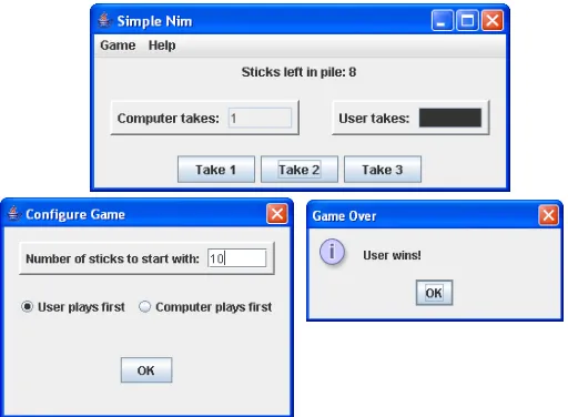 Fig. 4. Screenshots of Nim Game application  