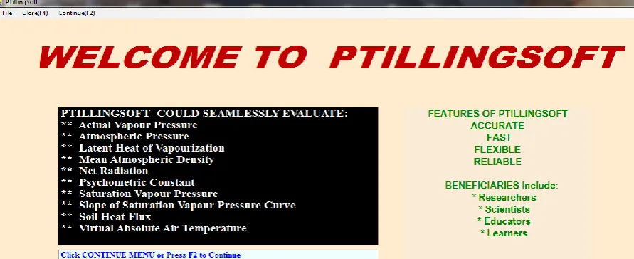 Figure 1: Main User Interface for PTillingSoft Package 