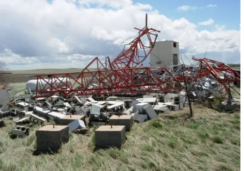 Fig 1: - Collapsed fixed infrastructure based communication network tower  and damaged base station