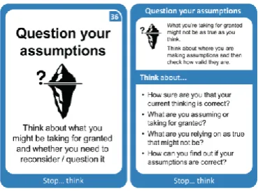 Fig. 2. Tactic card design, front (left) and rear (right) 