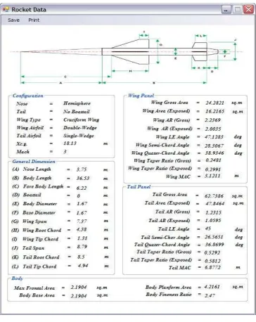 Figure 5:   Rocket data screen.  