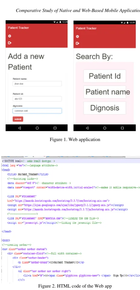 Figure 2. HTML code of the Web app 