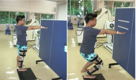 Figure 1.  The position for determining the specific angle of squatting.   