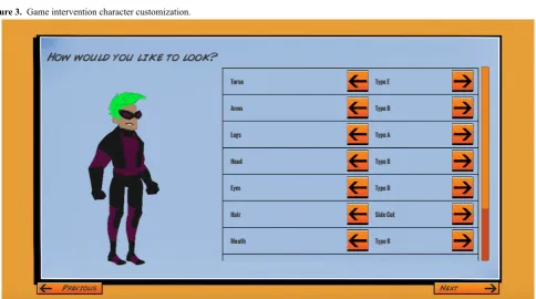 Figure 3. Game intervention character customization.