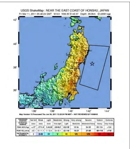 Fig 1:  Example USGS ShakeMap 