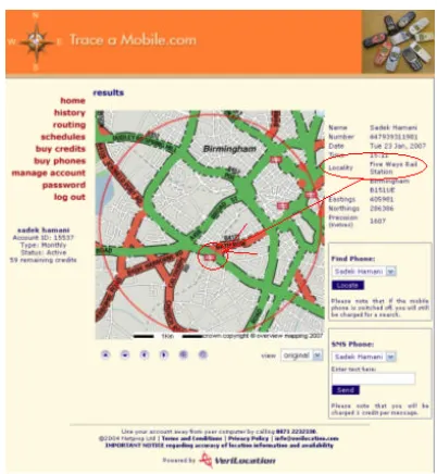 Figure 4. Positioning using MobileLocate Ltd.’s service    