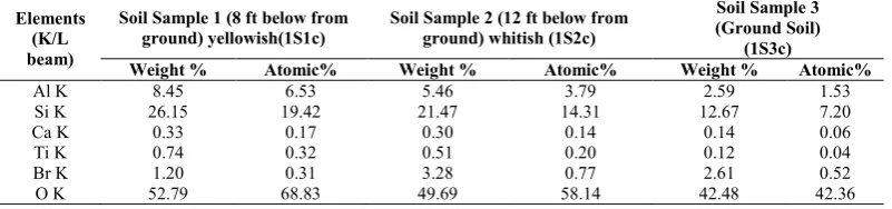 Table 9 SEM-EDX Elemental analysis of Soil sample 1S3c 