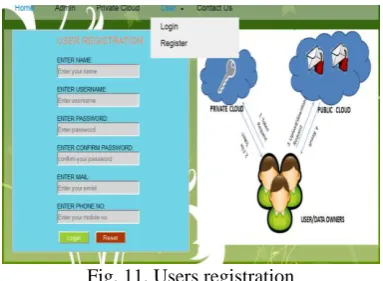 Fig. 8. Screenshot of Private cloud Login Page 