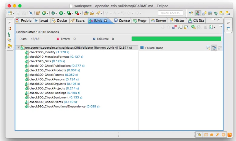 Fig. 1. Application of the validator tests to a sample for the METIS metadata feed 