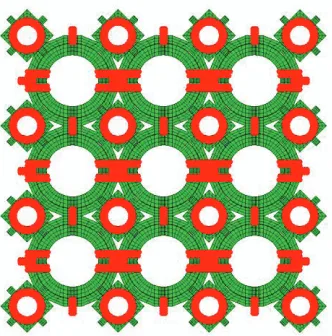 Figure 3. Boundary conditions used in the 3x3x3 array model. 