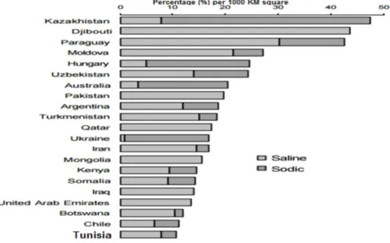 Fig. 2. 2: Countries most affected by soil constraints: salinity and sodicity (FAO, 2000)  2.5  Plant adaptation to drought 