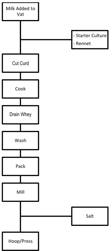 Figure 1-1. Production Schematic of Cheddar Cheese.
