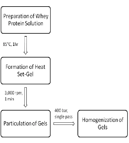 Figure 2-1.  Production schematic for the manufacture of whey protein particles. 
