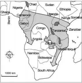 Figure 1: Map of the great Bantu migrationSource: McEvedy, 1995: 40