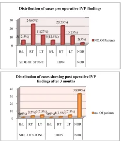 Fig 5 a, b shows preoperative IVP findings and at 3 months postoperatively. shows preoperative IVP findings and at 3 months postoperatively.