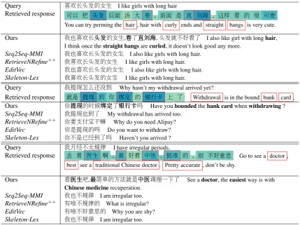 Table 5: Example responses from different models, as well as a visualization of the skeleton extraction in ourmodel