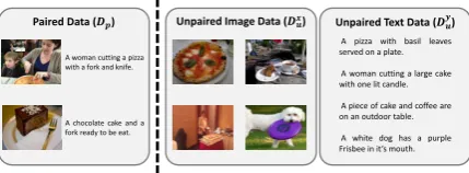 Figure 1:The proposed data setup utilizes both“paired” and “unpaired” image-caption data