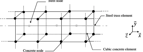 Fig. 1 : Description of the problem (steel and concrete nodes are not coincident) 