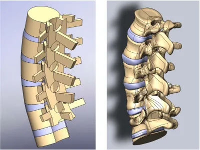 Figure 2.2. Computational efficent model (left) and detailed 3D model (right) 