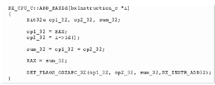 Figure 4.1 Bochs code for a single x86 instruction 