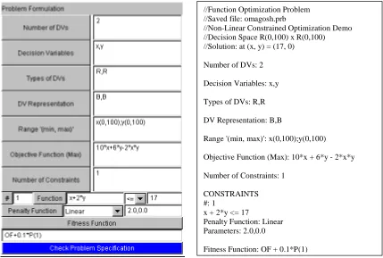 Figure 2.12 Problem Formulation Panel and Sample Input File