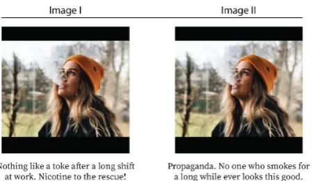 Figure 1: Image-Caption meaning multiplication: Achange in the caption completely changes the overallmeaning of the image-caption pair.