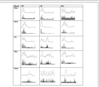 Figure 3: Mean VR value for each muscle group at the self-selected comfortable speed for the three walking scenarios.