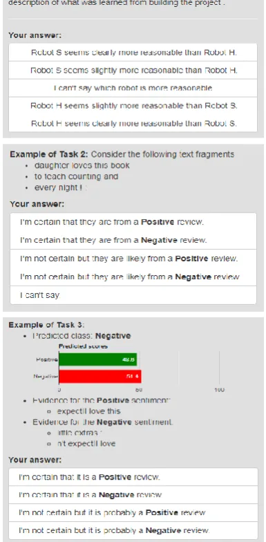 Figure 2: Example questions and user interfaces.