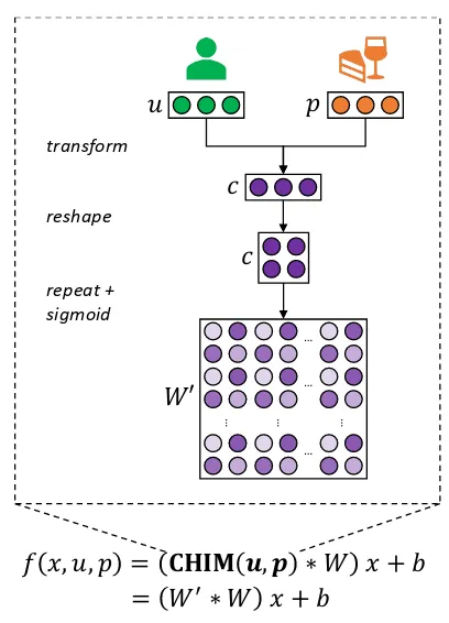 Figure 2: CHIM-based attribute representation and in-jection to a non-linear funtion in the model.