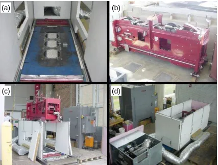 Figure 4.5.  MMLS3 test preparation: (a) installation of specimens on steel base, (b) side  view of MMLS3, (c) positioning the MMLS3 in the temperature chamber, and (d) complete MMLS3 test setup