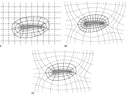 Figure 1.2: Multiblock meshes: (a) overset, (b) patched, (c) composite [20] 