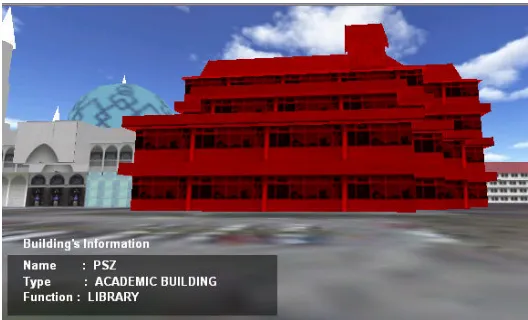Figure 5: A simple 3D spatial query on the forefront building 