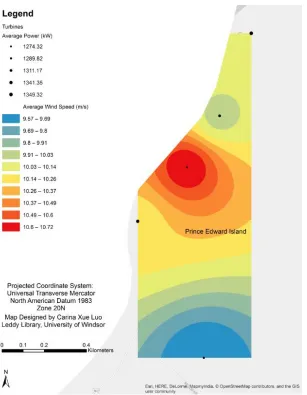 Figure 2. 6: Average wind speed and average power produced for wind farm 3. 