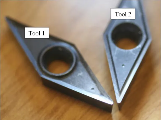 Figure 2-1. Kennametal V-series carbide inserts used in surrogate experiments 