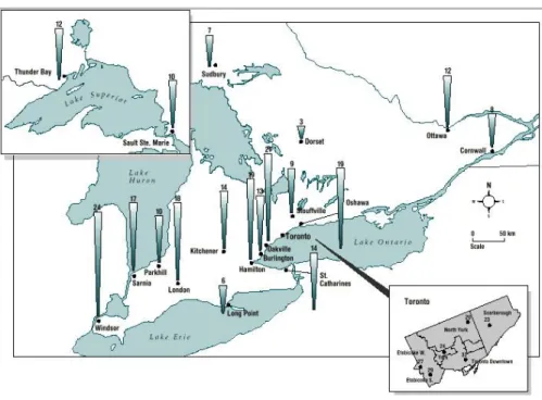 Figure 4. Average NO 2  for Ontario  Source:  MOE, 1999 39