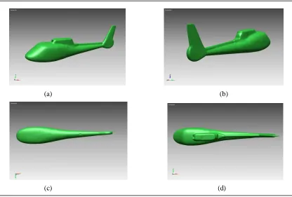 Figure 9: Final 3D model, (a) right view, (b) left view, (c) bottom view and (d) top view
