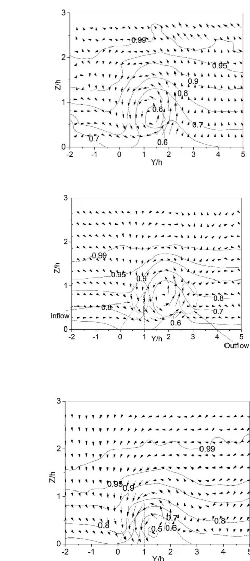 Figure 2. 3 Velocity vectors in the YZ plane and stream-wise time-averaged 