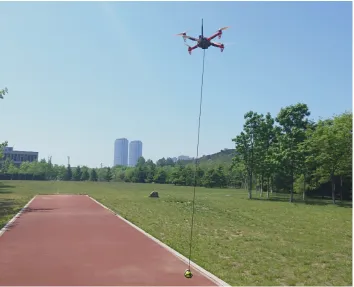 Figure 8. The UAV transportation system following the pre-planned path in the outdoor experiments.