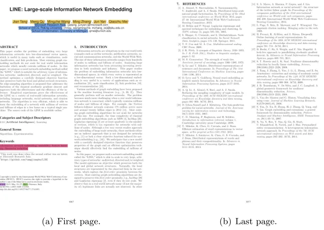 FIGURE 1.1: A screenshot of an academic paper. The ﬁrst page in Panel (a) has multipleentities marked in diﬀerent colors