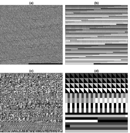 Figure 5. Montages of the texture pairs created to train the deep learning networks. Training images(shown in Figures 3 and 4 were tessellated and arranged in diagonal, vertical and horizontal pairs.a) Texture pairs